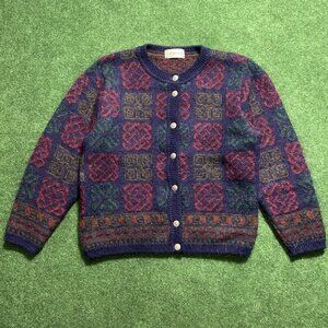 Edinburgh Women’s Mohair Cardigan Medium Navy-Blue Vintage